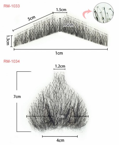 画像4: 付け髭　口ひげ＋あごひげのセット　普段使いにもぴったり薄いバージョン　人毛100％　つけひげ　ひげ　あご　リアル　本物　 (4)